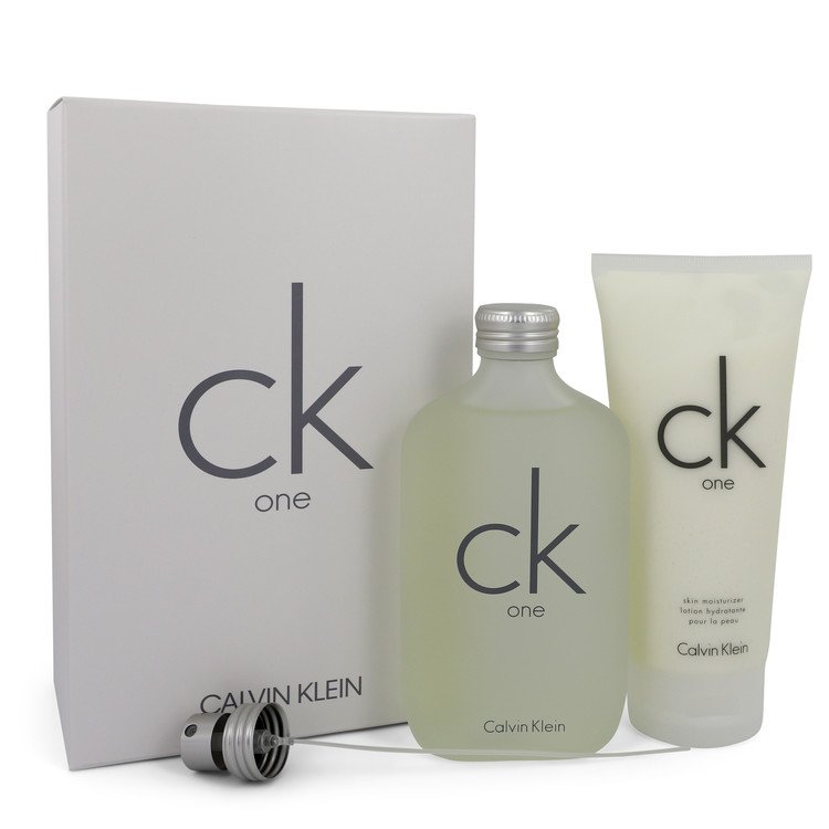 An image displaying Ck One by Calvin Klein Gift Set -- 6.7 oz Eau De Toilette Spray + 6.7 oz Body Moisturizer for Men by Calvin Klein