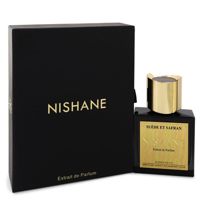 An image displaying Nishane Suede Et Saffron by Nishane Extract De Parfum Spray 1.7 oz for Women by Nishane