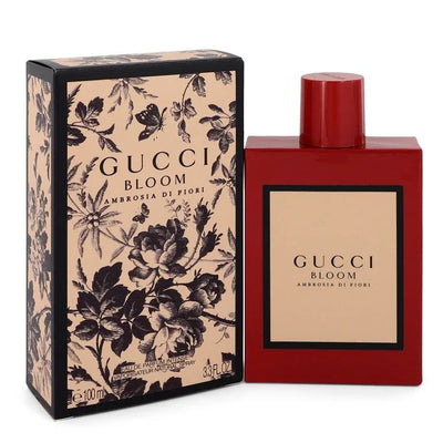 An image displaying Gucci Bloom Ambrosia Di Fiori by Gucci Eau De Parfum Intense Spray 3.3 oz for Women by Gucci