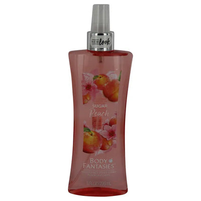 An image displaying Body Fantasies Signature Sugar Peach by Parfums De Coeur Body Spray 8 oz for Women by Parfums De Coeur
