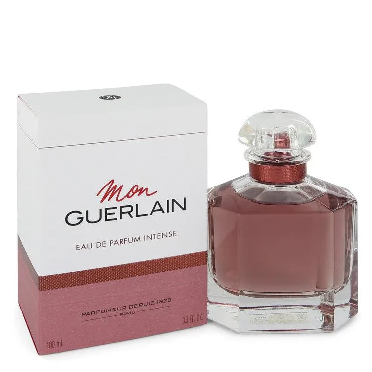 An image displaying Mon Guerlain Intense by Guerlain Eau De Parfum Intense Spray 3.3 oz for Women by Guerlain