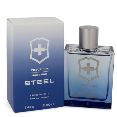 An image displaying Swiss Army Steel by Swiss Army Eau De Toilette Spray 3.4 oz for Men by Swiss Army