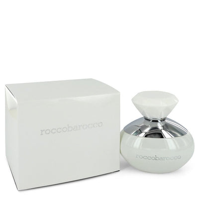 An image displaying Roccobarocco White by Roccobarocco Eau De Parfum Spray 3.4 oz for Women by Roccobarocco