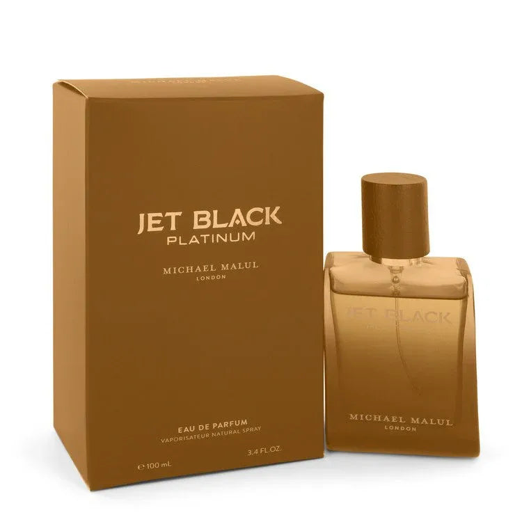 An image displaying Jet Black Platinum by Michael Malul Eau De Parfum Spray 3.4 oz for Men by Michael Malul