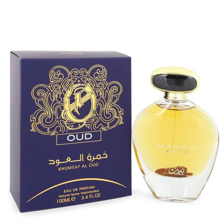 An image displaying Oud Khumrat Al Oud by Nusuk Eau De Parfum Spray 3.4 oz for Men by Nusuk