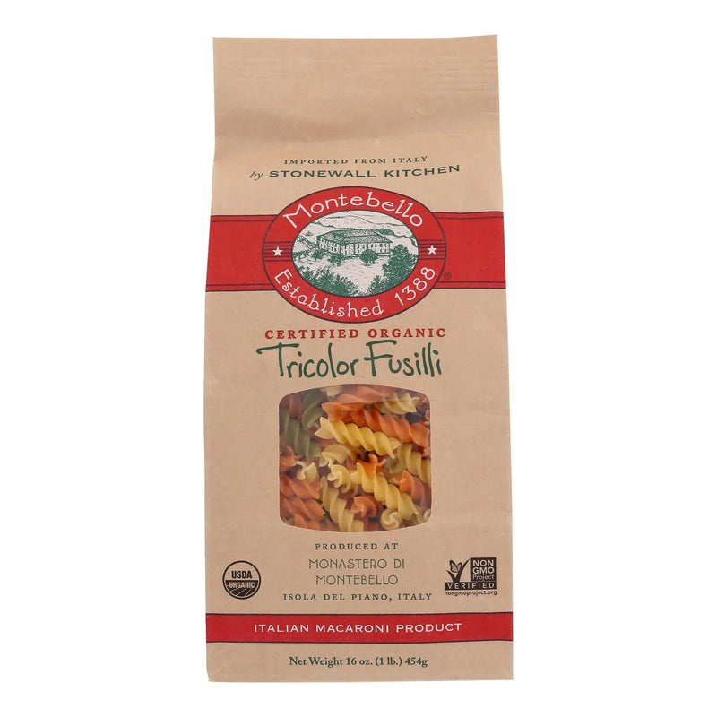 An image displaying Montebello - Pasta Tricolor Fusill - Case Of 12-16 Ounce by Montebello