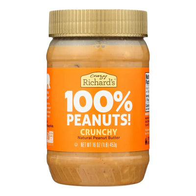 An image displaying Crazy Richard's All-natural Crunchy Peanut Butter - Case Of 12 - 16 Ounce by Crazy Richards