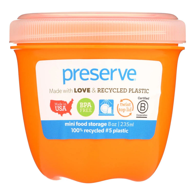 An image displaying Preserve Food Storage Container - Round - Mini - Orange - 8 Ounce - 1 Count - Case Of 12 by Preserve