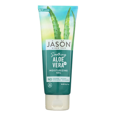 An image displaying Jason Soothing 98% Aloe Vera Moisturizing Gel - 4 Ounce by Jason Natural Products