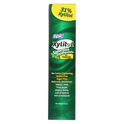 An image displaying Epic Dental - Xylitol Toothpaste With Fluoride - Spearmint - 4.9 Ounce by Epic Dental