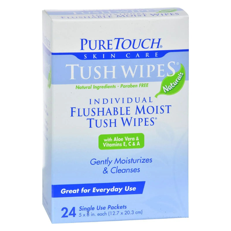 An image displaying Puretouch Tush Wipes Flushable - 24 Wipes by Puretouch Skin Care