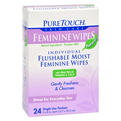 An image displaying Puretouch Feminine Wipes Flushable - 24 Wipes by Puretouch Skin Care