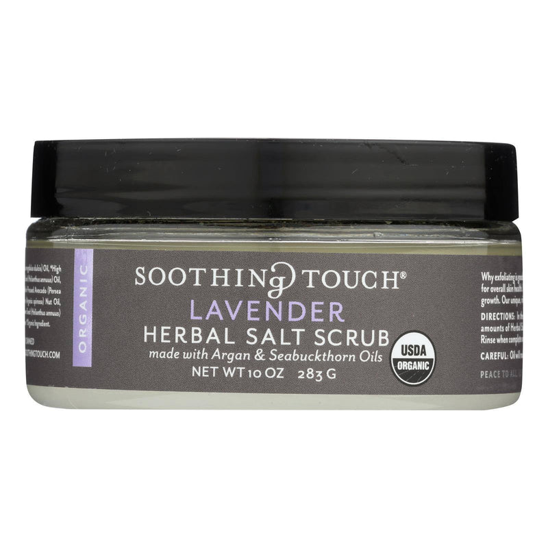 An image displaying Soothing Touch Scrub - Organic - Salt - Herbal - Lavender - 10 Ounce by Soothing Touch