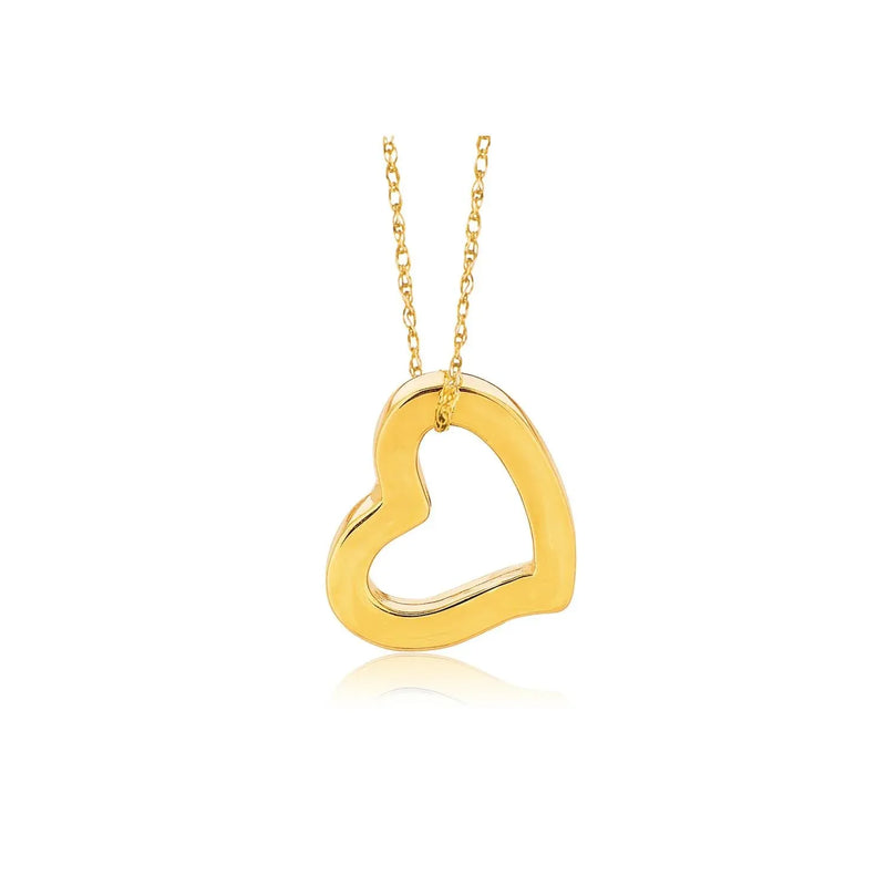 An image displaying 14k Yellow Gold Heart Pendant by Orca Market