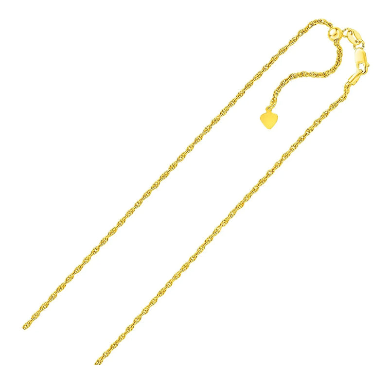 An image displaying Sterling Silver in Yellow Finish 1.5mm Adjustable Rope Chain by Orca Market