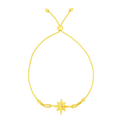 An image displaying 14k Yellow Gold Adjustable Bracelet with Star by Orca Market