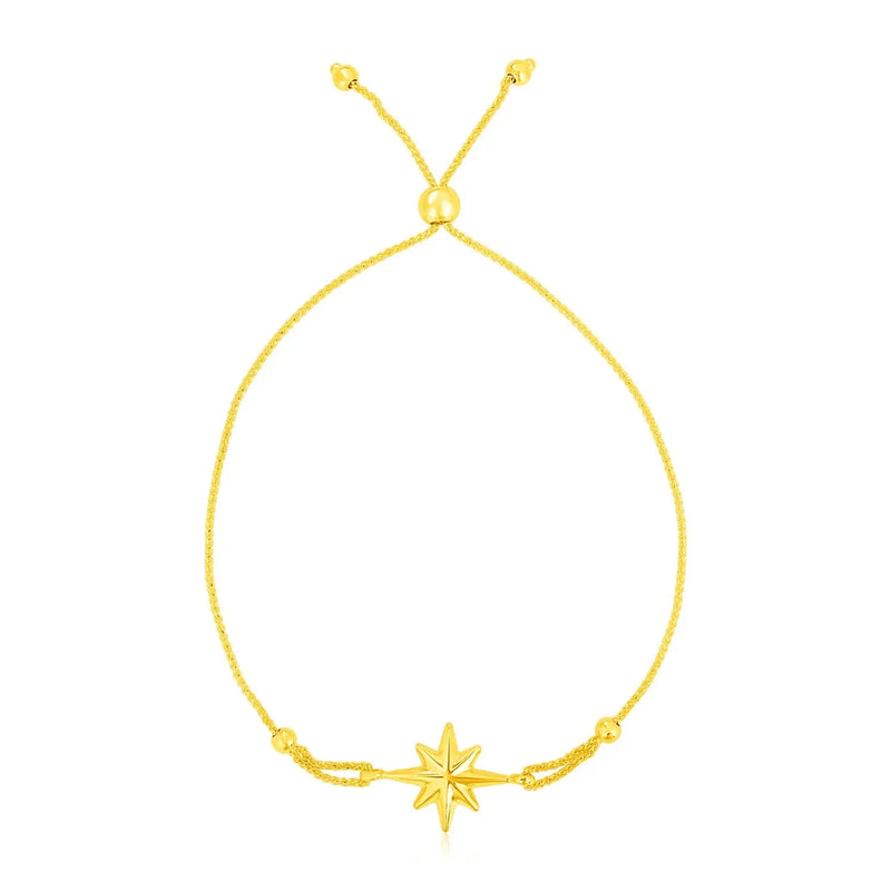 An image displaying 14k Yellow Gold Adjustable Bracelet with Star by Orca Market