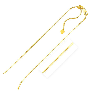 An image displaying Sterling Silver Yellow Finish 1.4mm Adjustable Box Chain by Orca Market