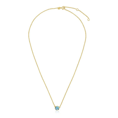 An image displaying 14k Yellow Gold 17 inch Necklace with Round Blue Topaz by Orca Market