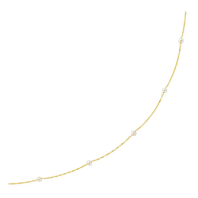 An image displaying 14k Yellow Gold Necklace with White Pearls by Orca Market