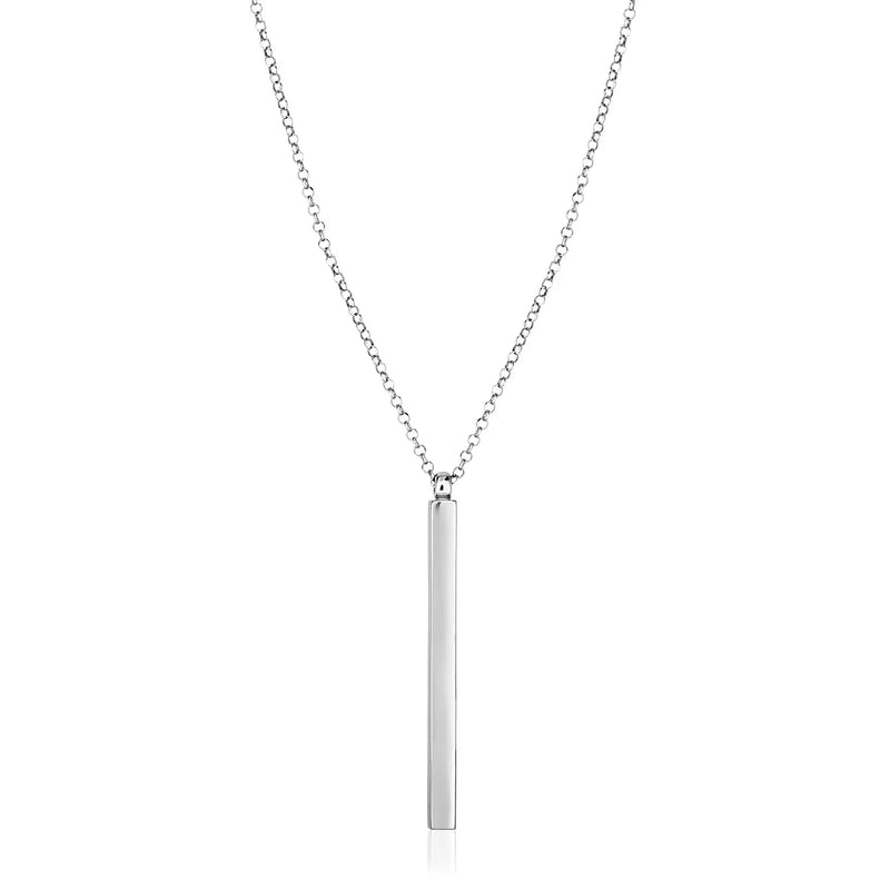 An image displaying Sterling Silver 24 inch Necklace with Long Polished Bar Pendant by Orca Market