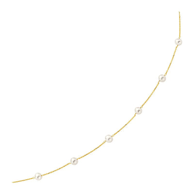 An image displaying 14k Yellow Gold Necklace with White Pearls by Orca Market