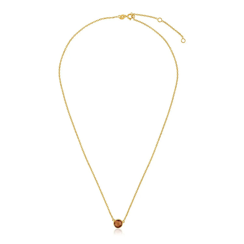 An image displaying 14k Yellow Gold 17 inch Necklace with Round Citrine by Orca Market
