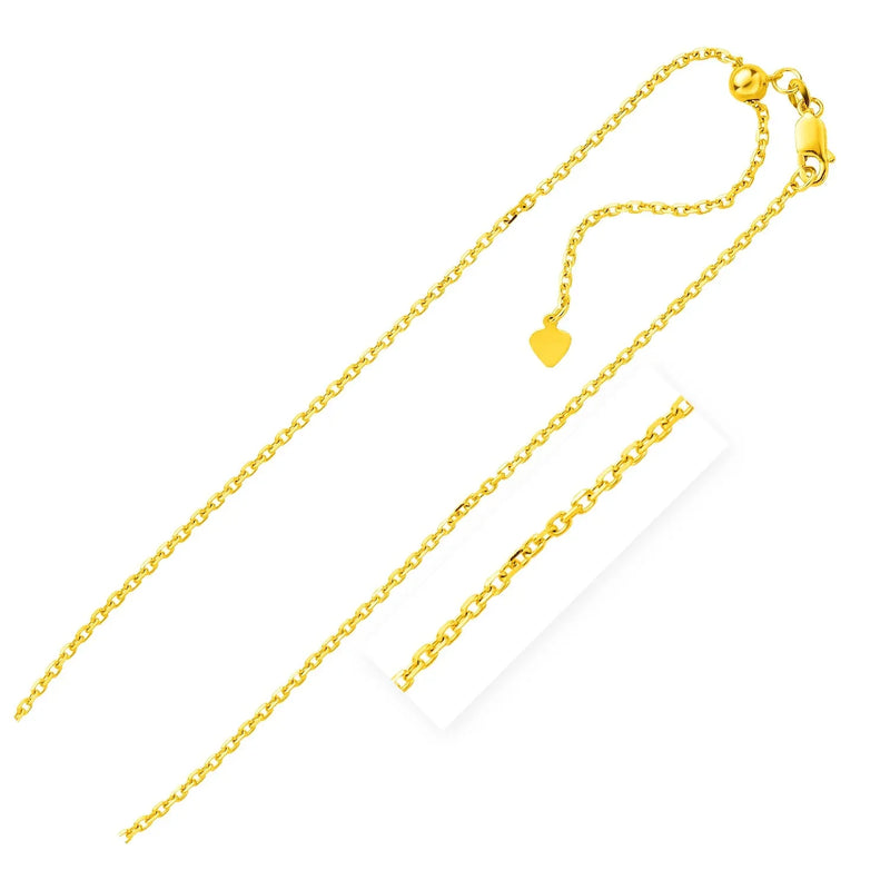 An image displaying Sterling Silver Yellow Finish 1.5mm Adjustable Cable Chain by Orca Market