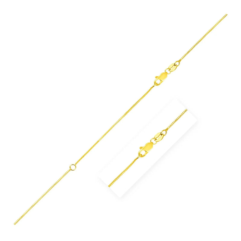 An image displaying Extendable Box Chain in 14k Yellow Gold (0.7mm) by Orca Market