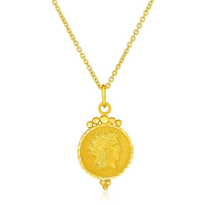 An image displaying 14k Yellow Gold with Round Roman Coin Pendant by Orca Market
