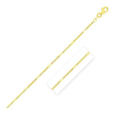 An image displaying Diamond Cut Bar Links Pendant Chain in 14k Yellow Gold (1.3mm) by Orca Market