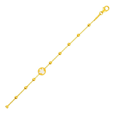 An image displaying 14k Yellow Gold Childrens Bracelet with Angel and Beads by Orca Market