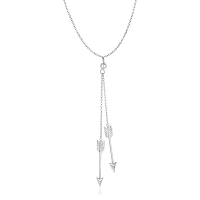 An image displaying Sterling Silver 18 inch Lariat Necklace with Two Arrows by Orca Market