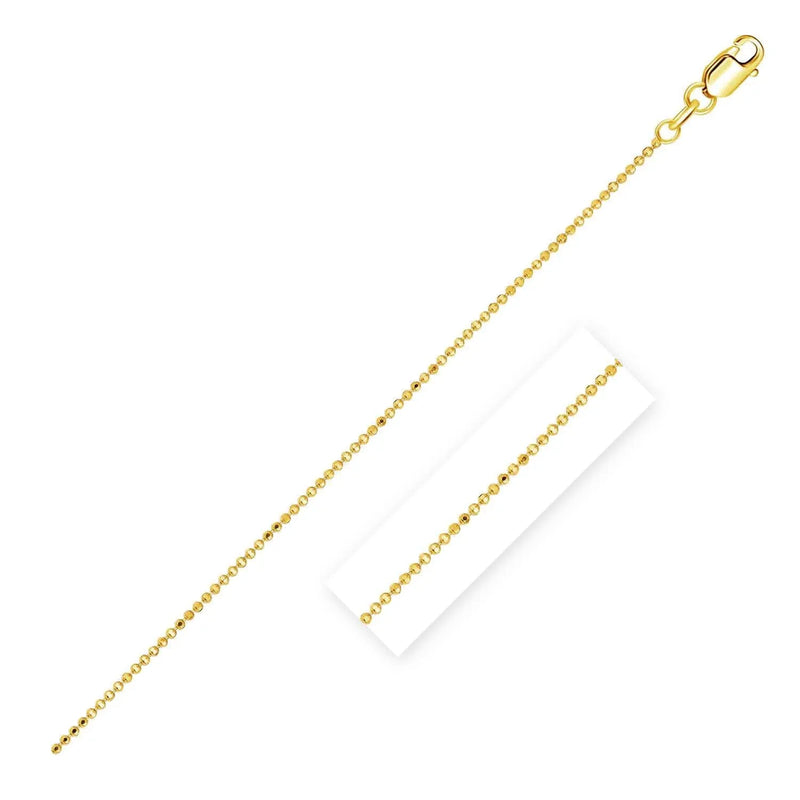 An image displaying 14k Yellow Gold Diamond Cut Bead Chain 1.0mm by Orca Market