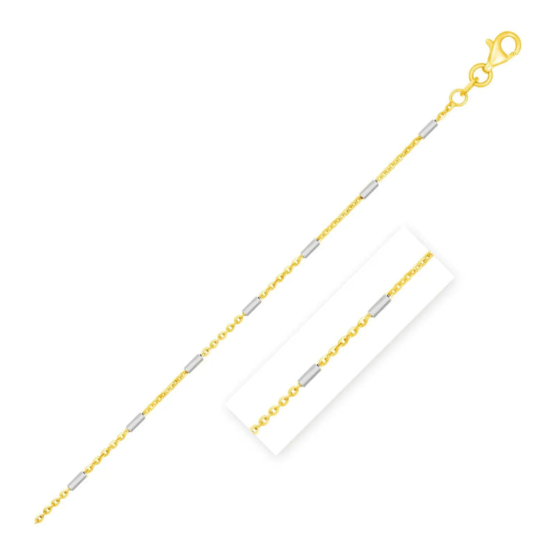 An image displaying Bar Links Pendant Chain in 14k Two Tone Gold (1.4mm) by Orca Market