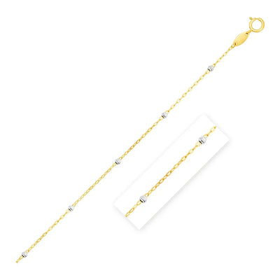 An image displaying Diamond Cut Bead Links Pendant Chain in 14k Two Tone Gold (3.5mm) by Orca Market