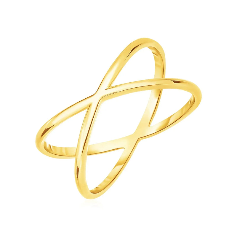 An image displaying 14k Yellow Gold Polished X Profile Ring by Orca Market