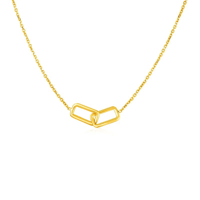An image displaying 14k Yellow Gold Necklace with Interlocking Petite Rectangles by Orca Market