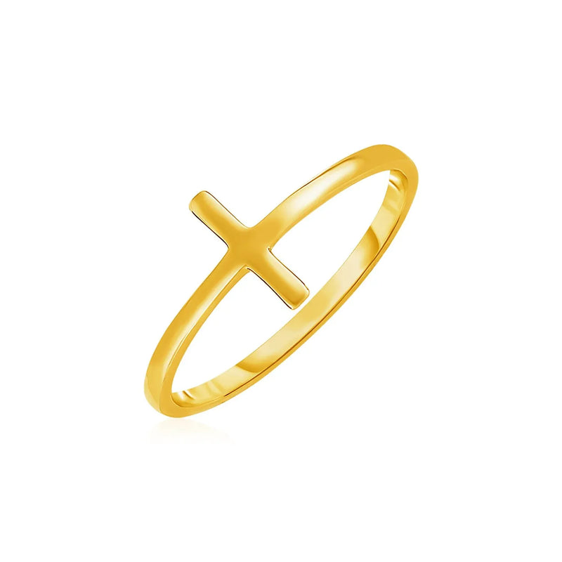 An image displaying 14k Yellow Gold Cross Motif Ring by Orca Market