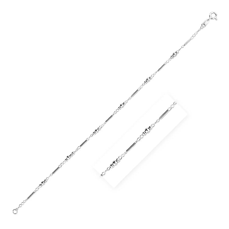 An image displaying Sterling Silver Anklet with Polished Bars and Beads by Orca Market