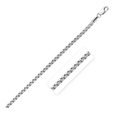 An image displaying 4.4mm Sterling Silver Rhodium Plated Round Box Chain by Orca Market