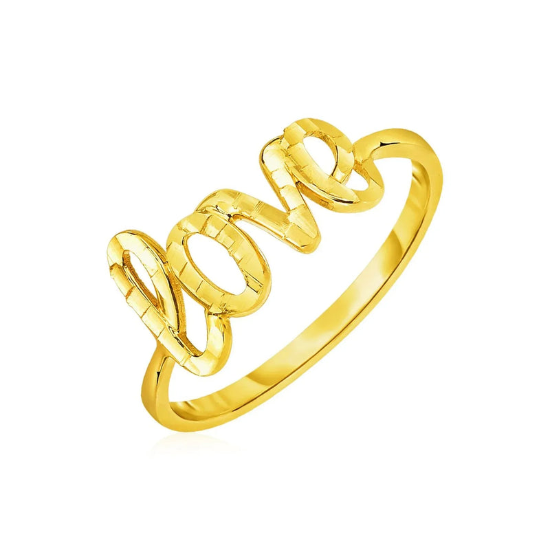 An image displaying 14k Yellow Gold Ring with Love by Orca Market