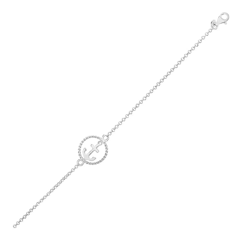 An image displaying Sterling Silver Bracelet with Anchor by Orca Market