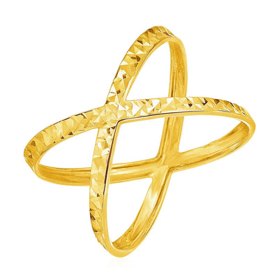 An image displaying 14k Yellow Gold Textured X Profile Ring by Orca Market