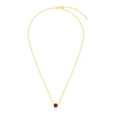 An image displaying 14k Yellow Gold 17 inch Necklace with Round Garnet by Orca Market