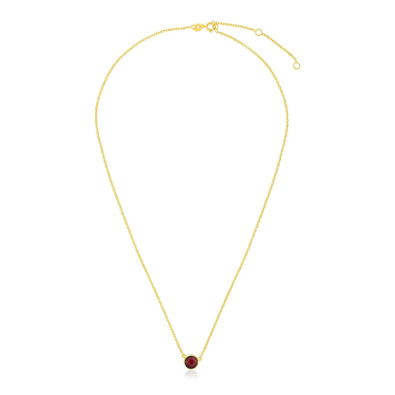 An image displaying 14k Yellow Gold 17 inch Necklace with Round Garnet by Orca Market