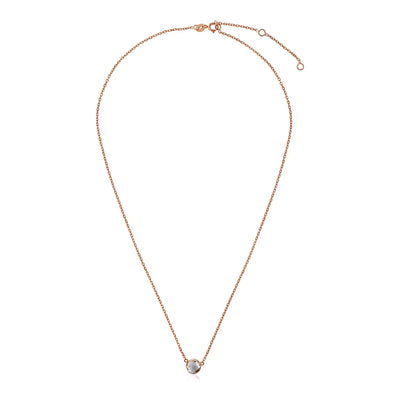 An image displaying 14k Rose Gold 17 inch Necklace with Round White Topaz by Orca Market