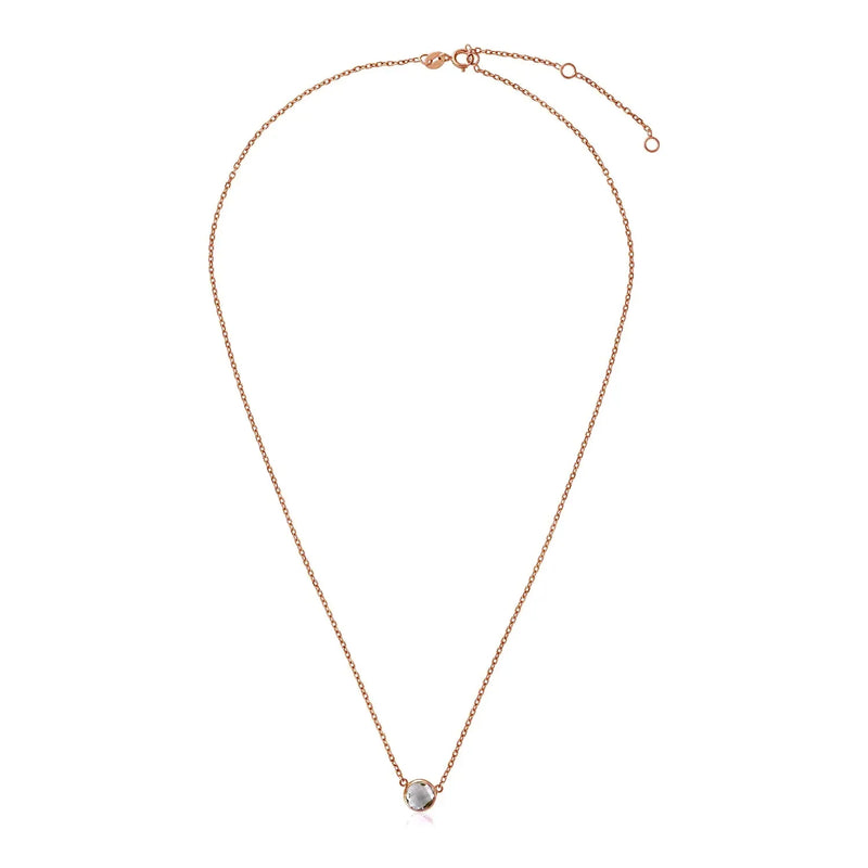 An image displaying 14k Rose Gold 17 inch Necklace with Round White Topaz by Orca Market