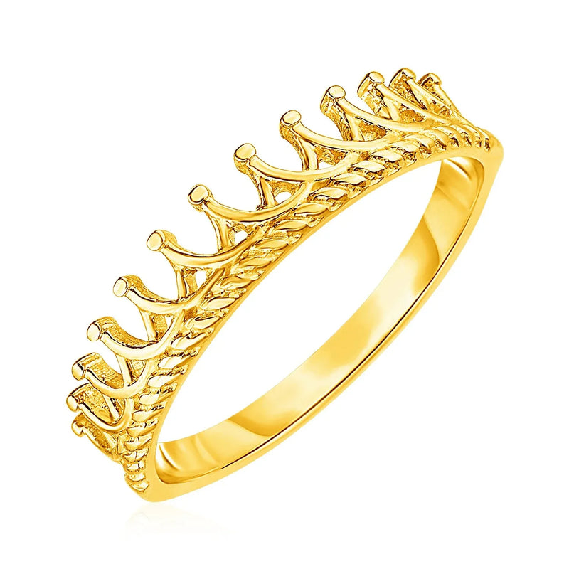 An image displaying 14k Yellow Gold Crown Motif Ring by Orca Market