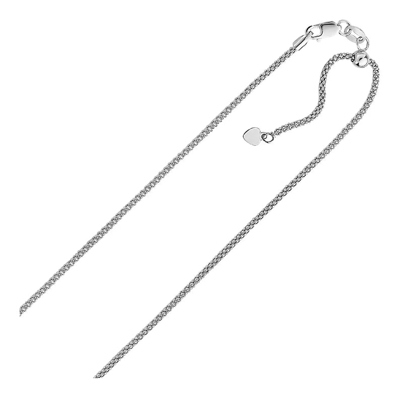 An image displaying Sterling Silver 0.8mm Adjustable Popcorn Chain by Orca Market